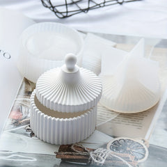 Concrete Stripe Storage Jar Silicone Mold DIY Heart Shaped Disc Elliptical