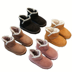Girl's Warm Snow Boots Cozy Non Slip Ankle Boots Plush Comfy Hiking Shoes