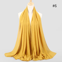 Wrinkles Pearl Chiffon Hijab Head Scarf Women Solid Bubble Wrap Shawls