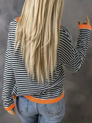 Striped Crew Neck Sweater Long Sleeve Casual Sweater