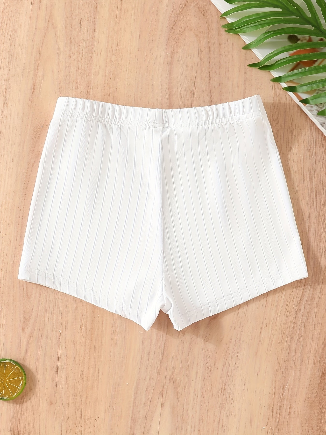 2pcs Girls Ribbed Elastic Waist Shorts for Kids