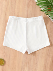 2pcs Girls Ribbed Elastic Waist Shorts for Kids