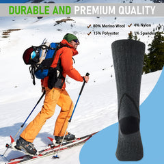 3pcs Men's Outdoor Wool Socks - Shock Absorbing & Warm for Running Skiing