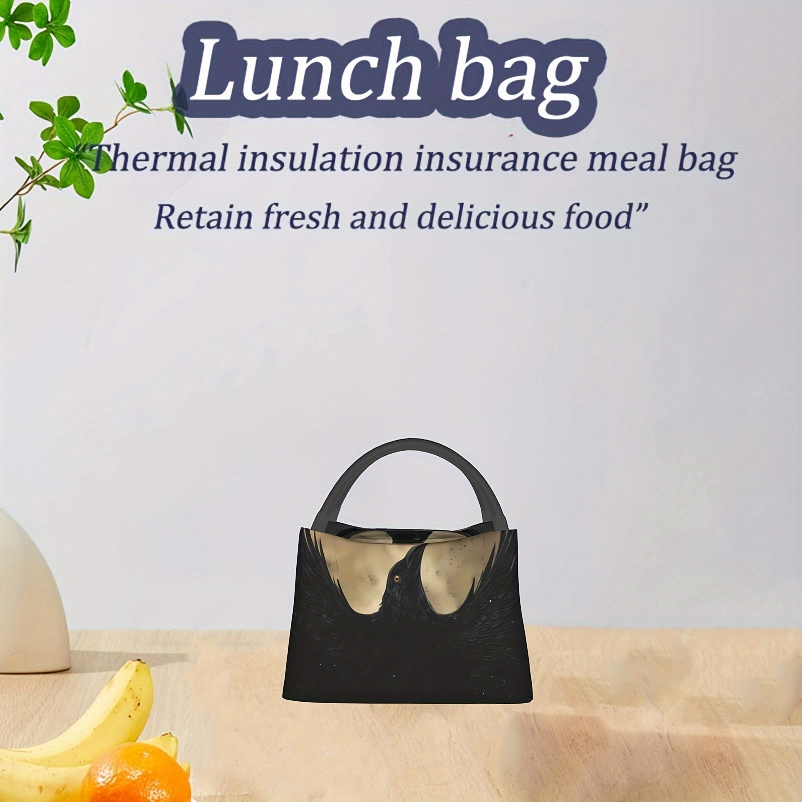 Crow Pattern Portable Cooler Bag Insulated Lunch Tote for Camping Picnic Beach