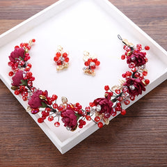 Rose Flower Crown Wedding Headband Wrist Band