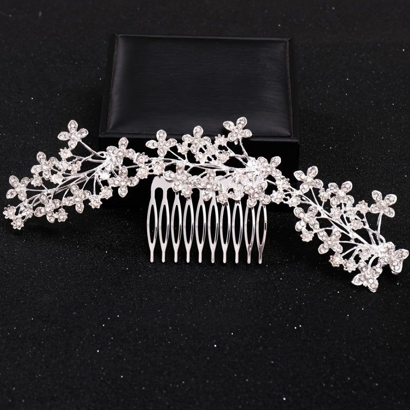 Crystal Hair Comb Clip Headband for Women Bride Rhinestone Party Prom Wedding