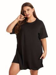 Short Sleeve Split Oversized Tops & Biker Shorts Set