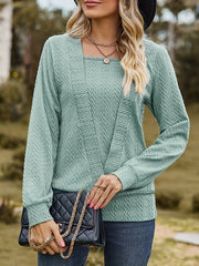 Solid Jacquard Square Neck Top