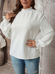 Shirred Neck Lantern Sleeve Top