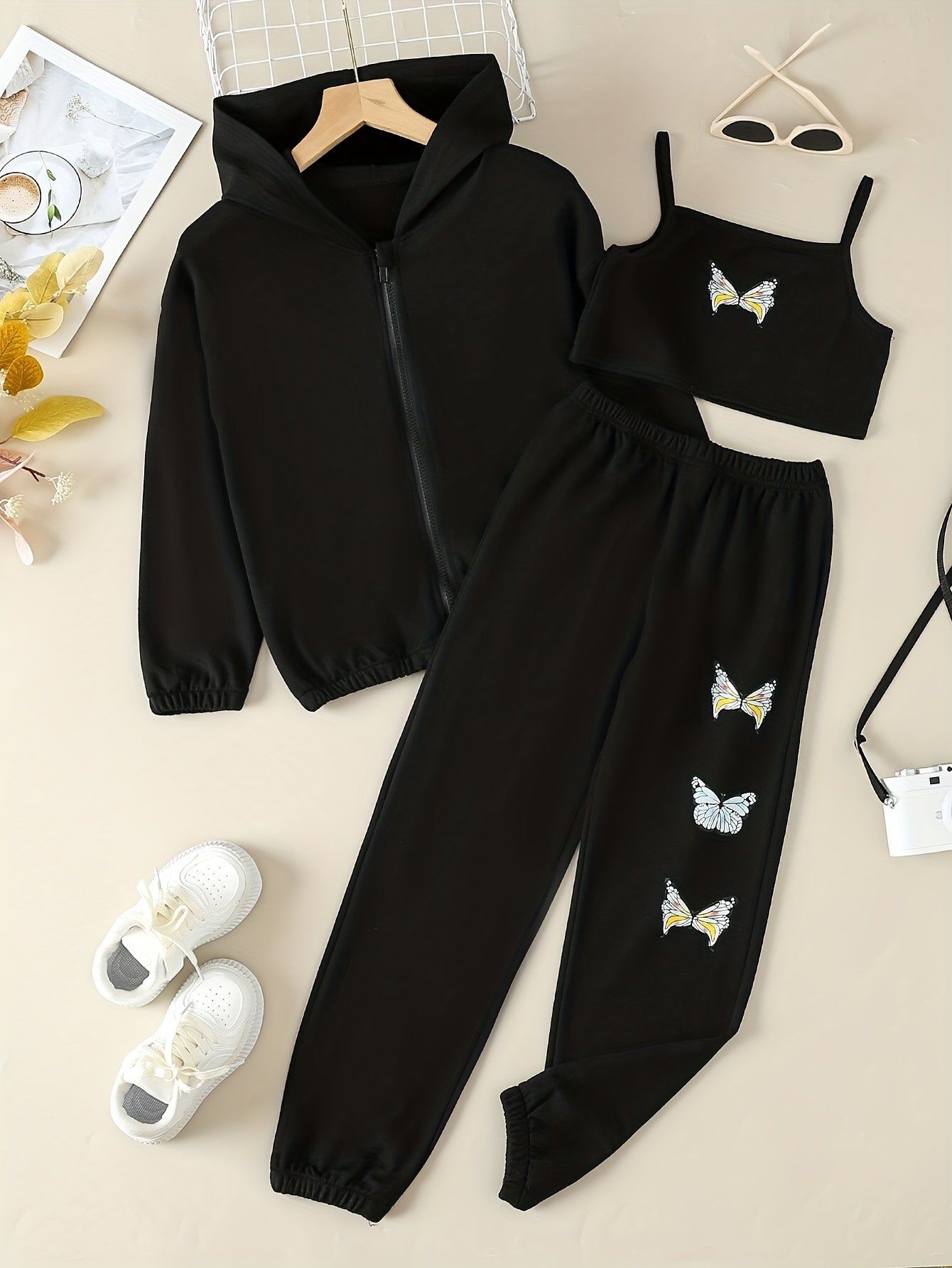 Girls' 3pcs Workout Suit Spring And Autumn