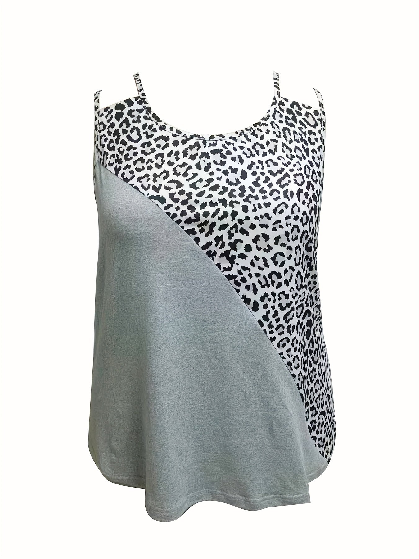 Colorblock Leopard Print Tank Top & Pants Pajama Set