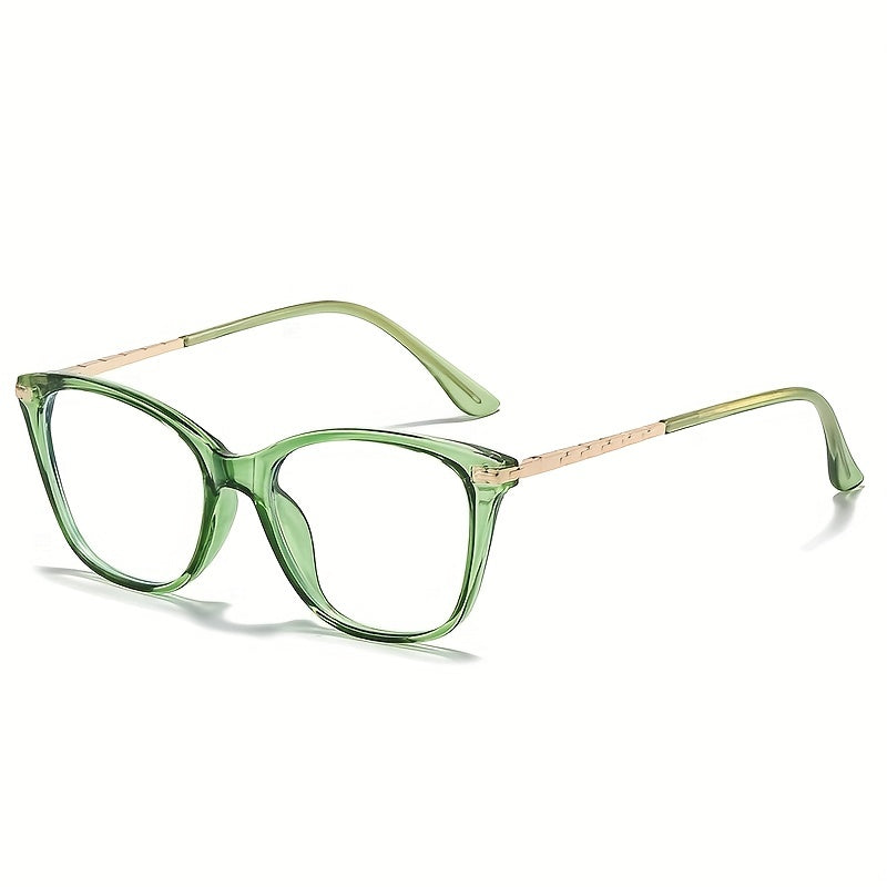 Men's Cat Eye Metal Frame Glasses Clear Lens TR90 Frame