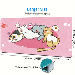 Pink Cat Large Mouse Pad Non Slip Office Desk Mat