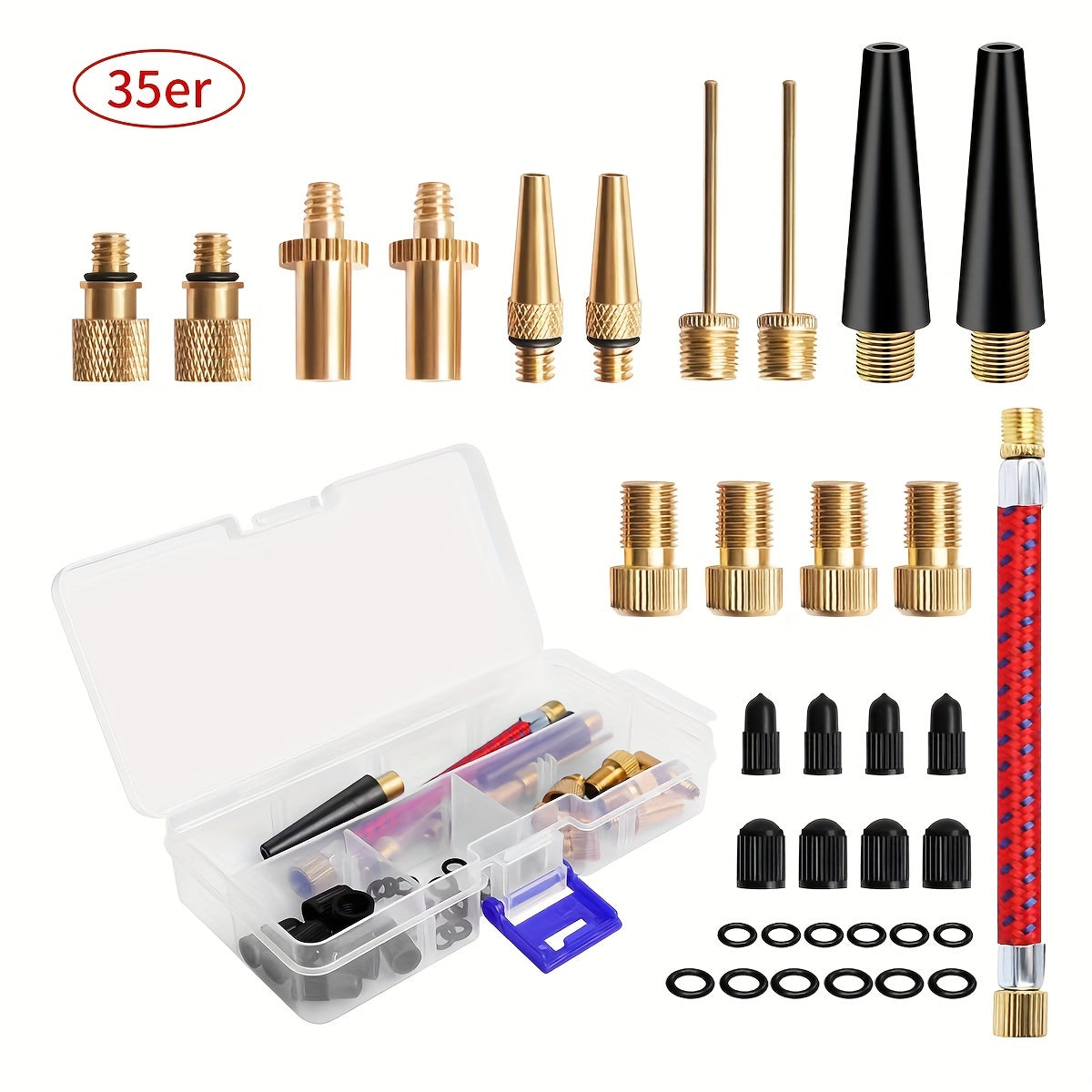 Bike Inflator Adapters Set Tire Valve Converter Nozzles Needles