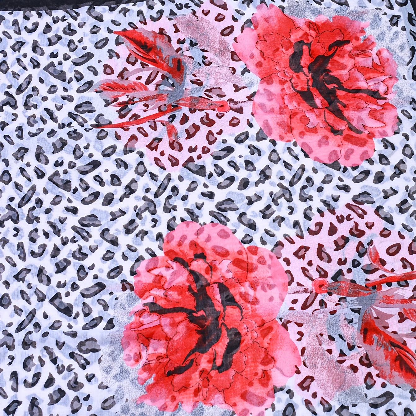 Leopard Floral Print Scarf Multifunctional Long Scarf Bandana Head Wrap