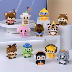 12pcs Mini Animal Building Blocks Set - Lion Elephant Goat Chicken