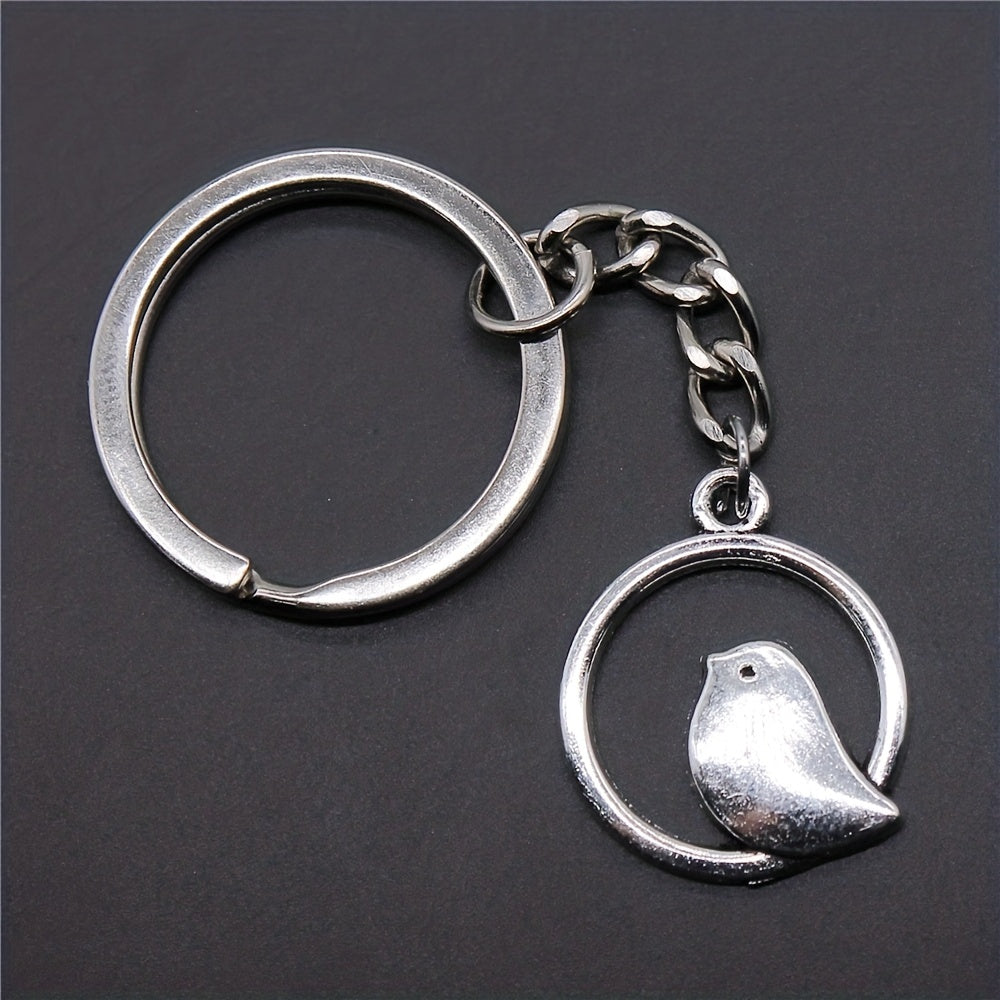 Bird Animal Keychain Vintage Silver Metal Keyring Key Holder Accessories