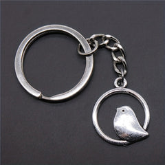 Bird Animal Keychain Vintage Silver Metal Keyring Key Holder Accessories