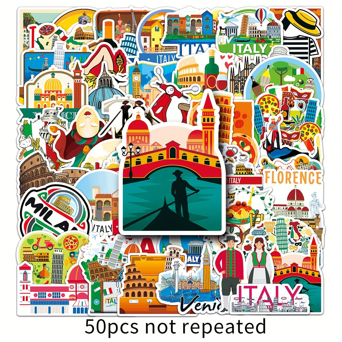 50pcs Italian Landscape Graffiti Stickers DIY Skateboard Notebook Waterproof