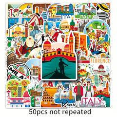 50pcs Italian Landscape Graffiti Stickers DIY Skateboard Notebook Waterproof