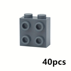 40pcs DIY Thick Bricks 1X2X1 2 3 with Studs on 1 Side Knobs Building Blocks