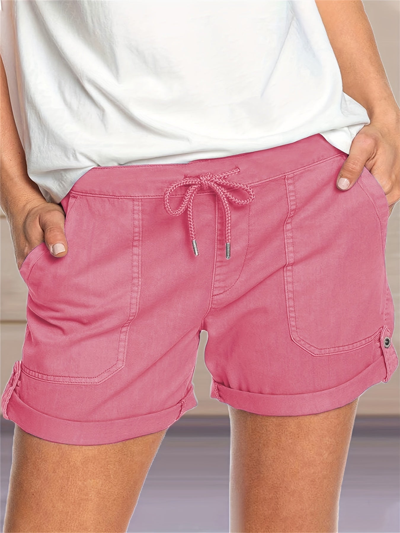 Solid Drawstring Shorts for Summer Casual Wear