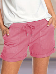 Solid Drawstring Shorts for Summer Casual Wear