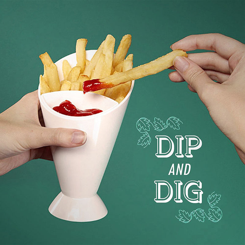 French Fry Chip Dish Dipping Sauce Cup for Chips & Ketchup