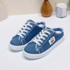 Women's Canvas Platform Slippers Lace Up Breathable Shoes