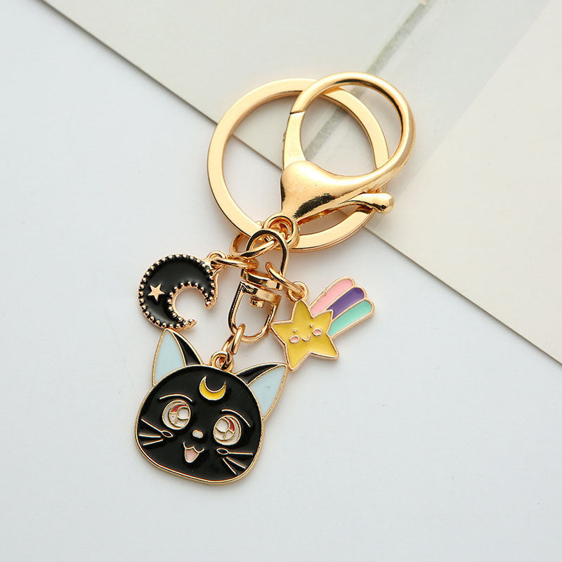 Cat Alloy Car Key Ring - Stylish Bag Accessory