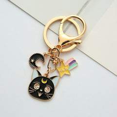 Cat Alloy Car Key Ring - Stylish Bag Accessory