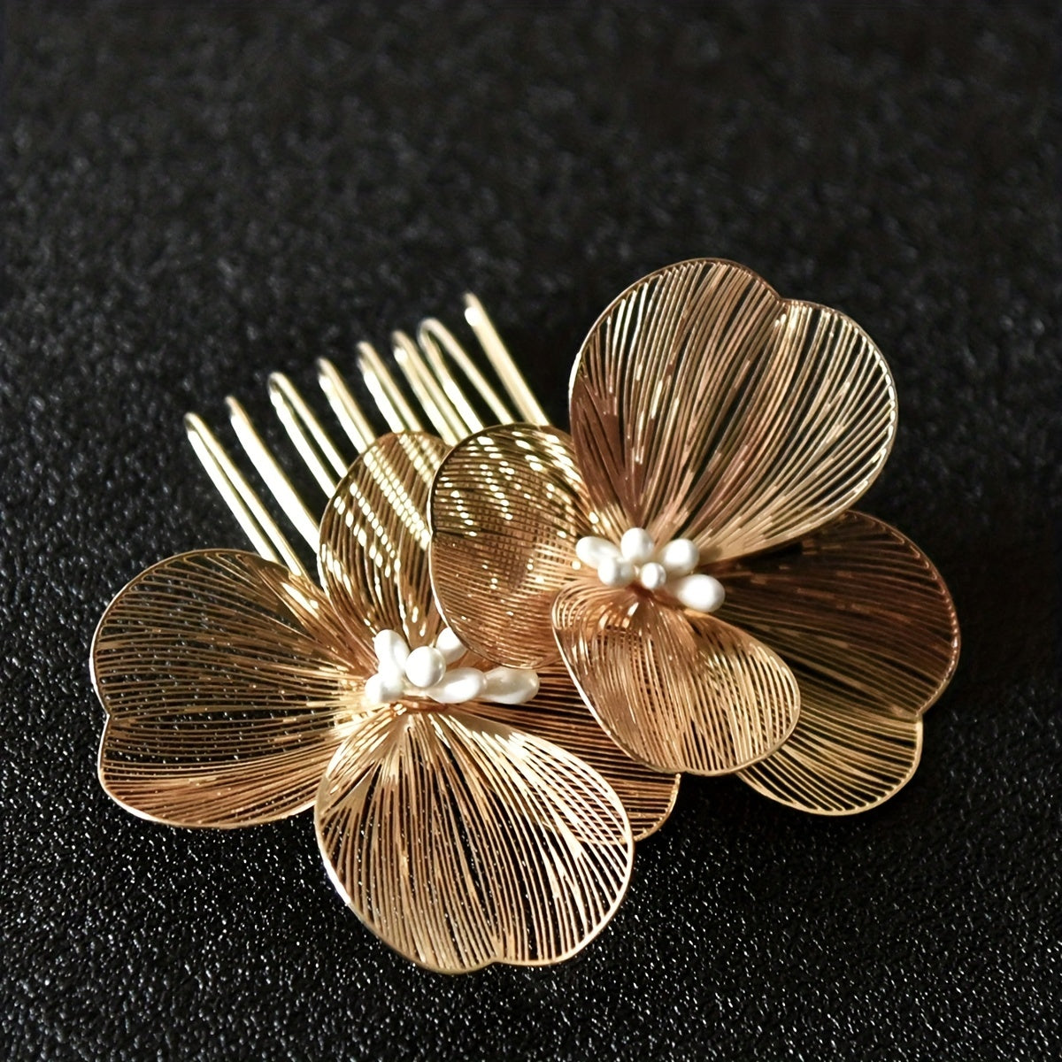 Golden Flower Hair Comb Vintage Headwear Wedding Hair Accessories