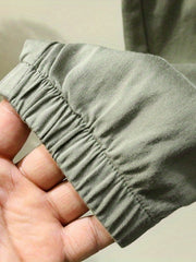 Boys Casual Cotton Cargo Pants Elastic Waist Jogger Pants
