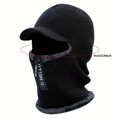 Winter Velvet Knitted Hat Men's Cycling Zipper Face Cover Balaclava