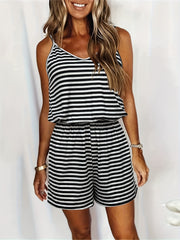 Striped Spaghetti Strap Romper Jumpsuit Women's Clothing
