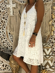 Sexy Lace V Neck Spaghetti Dress Women's Clothing