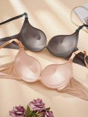 2pcs Solid T Shirt Bras Comfy Push Up Everyday Bra Women's Lingerie
