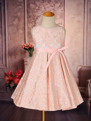 Flower Girls Wedding Outfit Bow Waisted Sleeveless Princess Dress