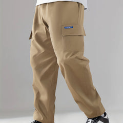 Pattern Print Cargo Pants Men's Flap Pocket Trousers