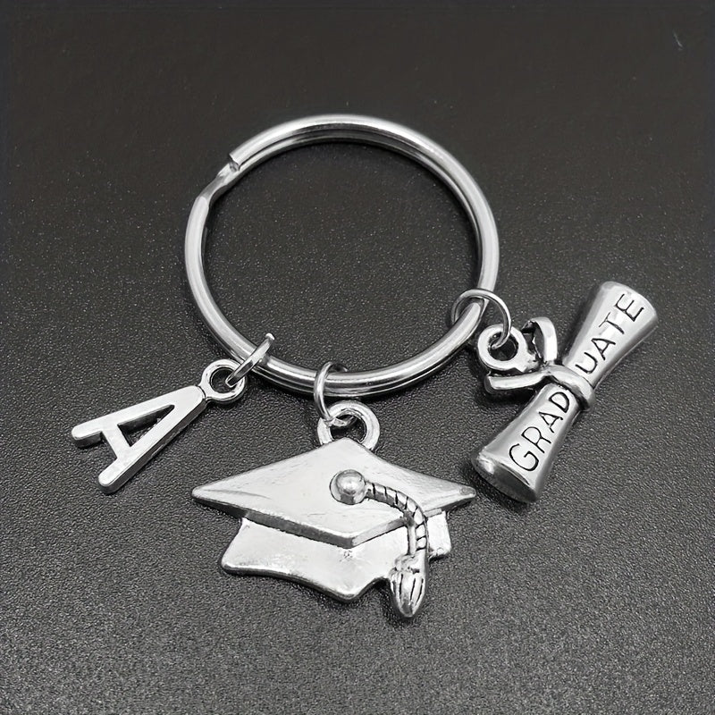 Graduation Hat Keychain Metal Key Ring Purse Backpack Car Charm Souvenir Gift