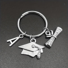Graduation Hat Keychain Metal Key Ring Purse Backpack Car Charm Souvenir Gift