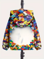 Dino Graphic Zip Front Hooded Jacket for Girls Boys