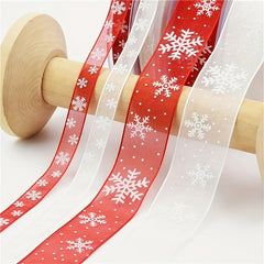 10 M Christmas Ribbon Craft Organza Ribbon Snowflake Red