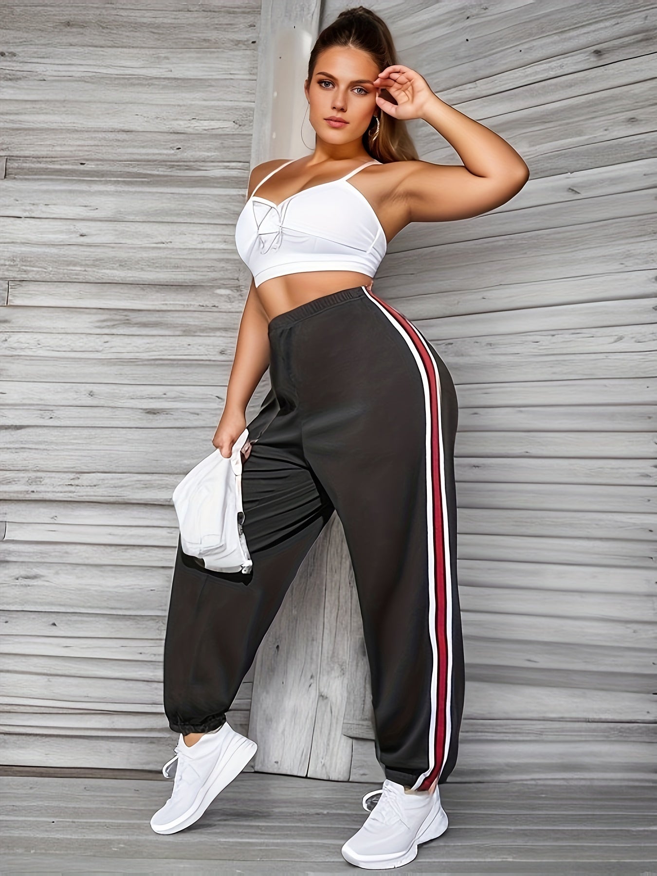 Women's Striped Side High Waist Sports Pants