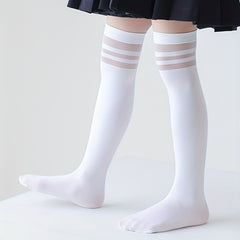 Girls Striped Over The Knee Socks Kids Comfortable Stocking Dress Socks