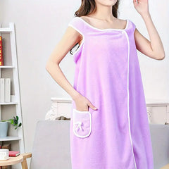Women's Coral Velvet Bathrobe Spa Wrap Towel Absorbent Bath Skirt