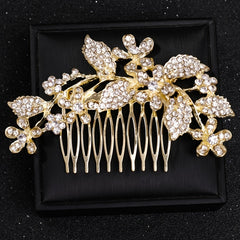 Crystal Flower Leaf Hairpin Hair Comb Clip For Women Bride Rhinestone Party