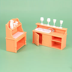 Kitchen Play Toy Cabinet Set with Wine Glasses and Sink Toys