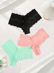 3 Pack Plus Size Sexy Lace High Waisted Briefs Set