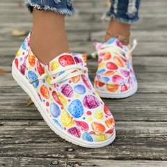 Colorful Pattern Flat Skate Shoes Breathable Lightweight Casual Sneakers